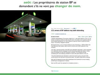 août : Les propriétaires de station BP se
demandent s’ils ne vont pas changer de nom.




                       Story: Marketwatch
 