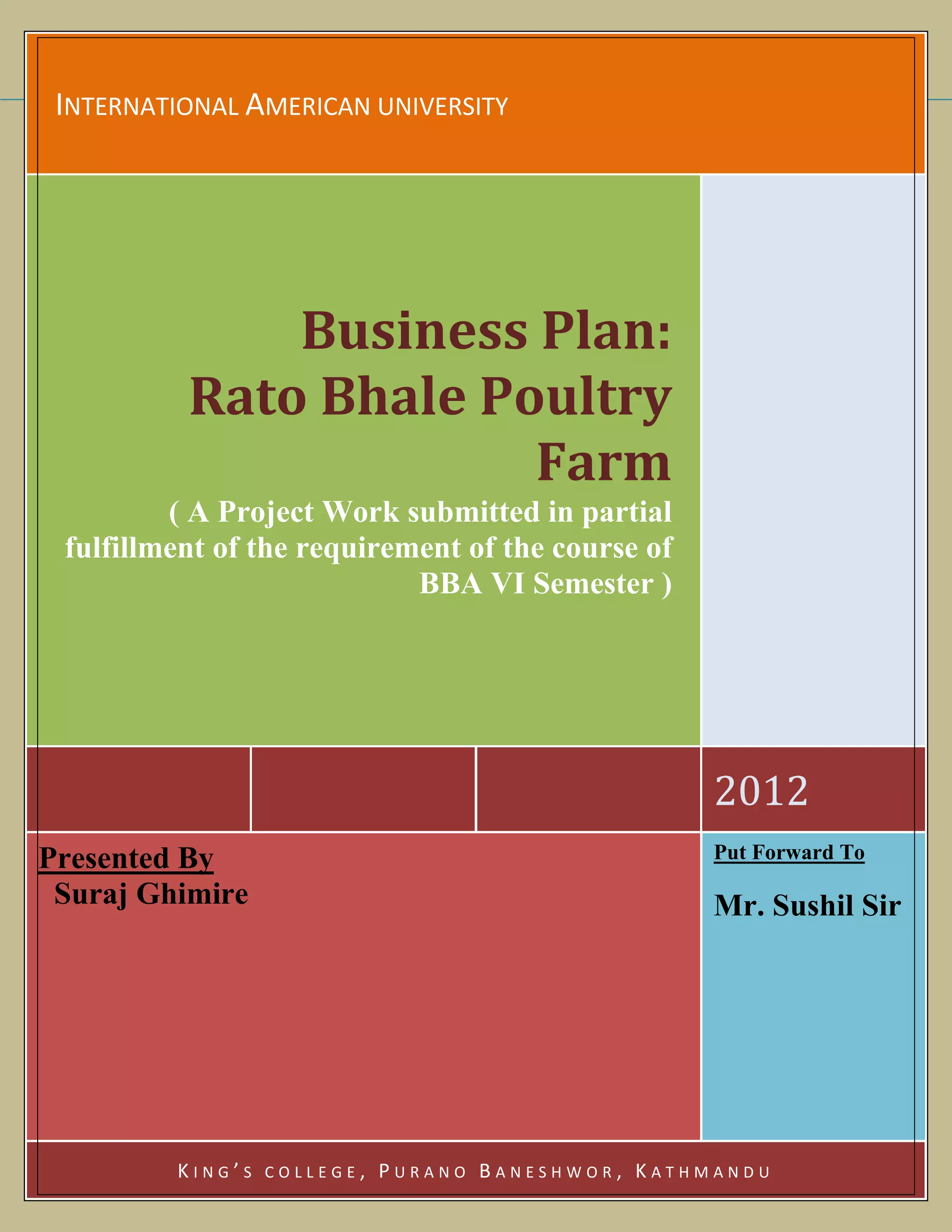 Business Plan Poultry Industry PDF