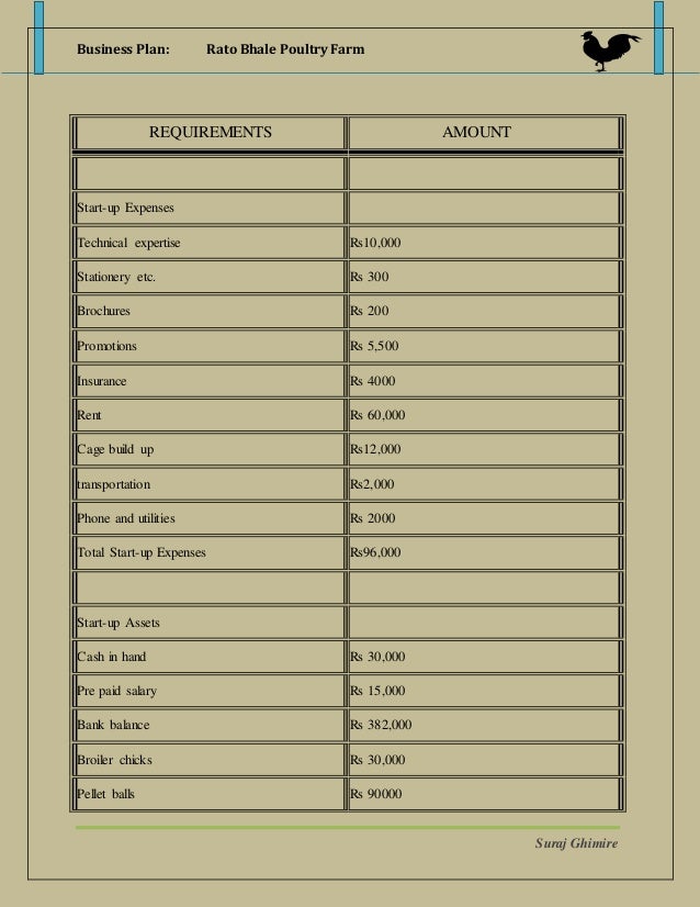 Chicken farming business plan sample