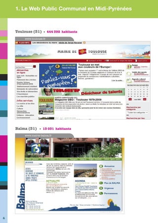 1. Le Web Public Communal en Midi-Pyrénées



    Toulouse (31) • 444 392 habitants
         www.toulouse.fr




    Balma...