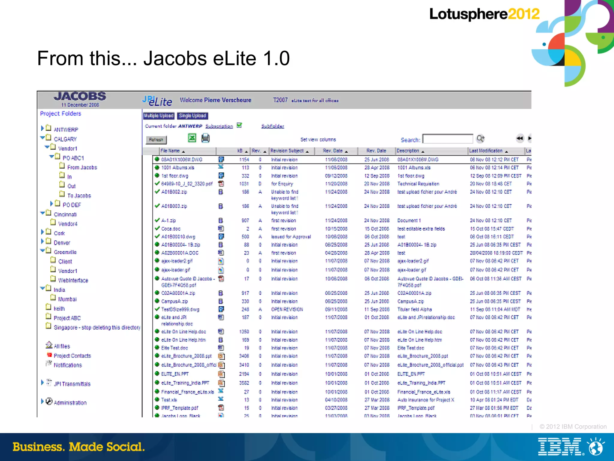 From this... Jacobs eLite 1.0




                                |   © 2012 IBM Corporation
 