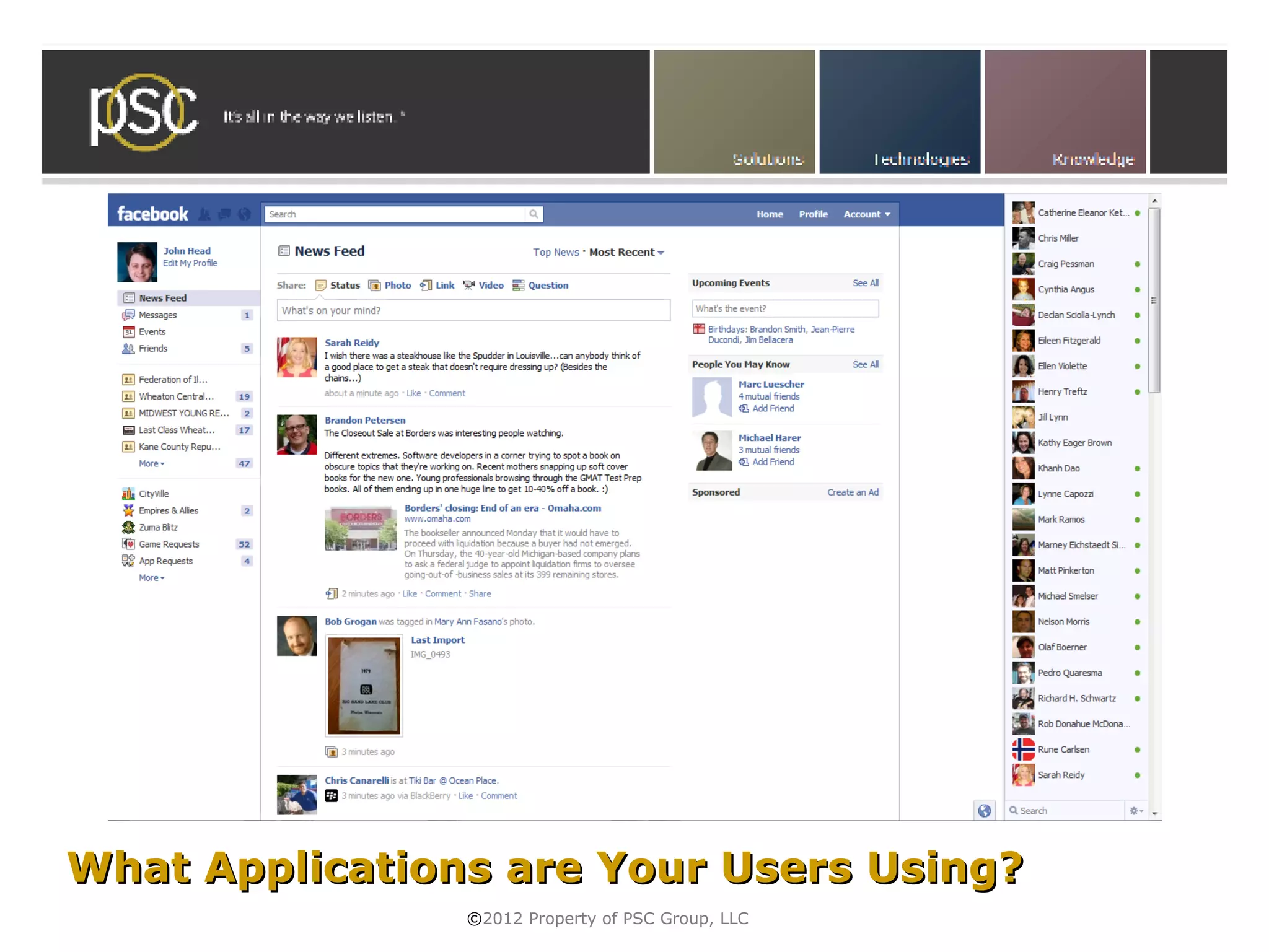 What Applications are Your Users Using?
                ©2012 Property of PSC Group, LLC
 