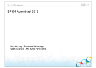 BP101 Adminblast 2013




 Paul Mooney | Bluewave Technology
 Gabriella Davis | The Turtle Partnership
 