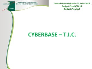 CYBERBASE – T.I.C. Conseil communautaire 25 mars 2010 Budget Primitif 2010 Budget Principal 