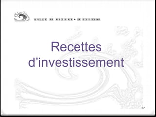 Recettes
d’investissement
32
 