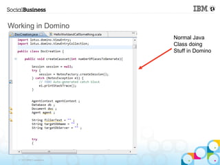 Working in Domino
                            Normal Java
                            Class doing
                            Stuff in Domino




   © 2013 IBM Corporation
 