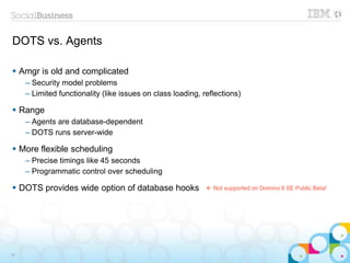 DOTS vs. Agents

 Amgr is old and complicated
     – Security model problems
     – Limited functionality (like issues on...