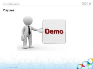 Playtime

                                 Demo SBT Playgroup
                                 Maybe demo OnTime API Explorer




21   © 2013 IBM Corporation
 