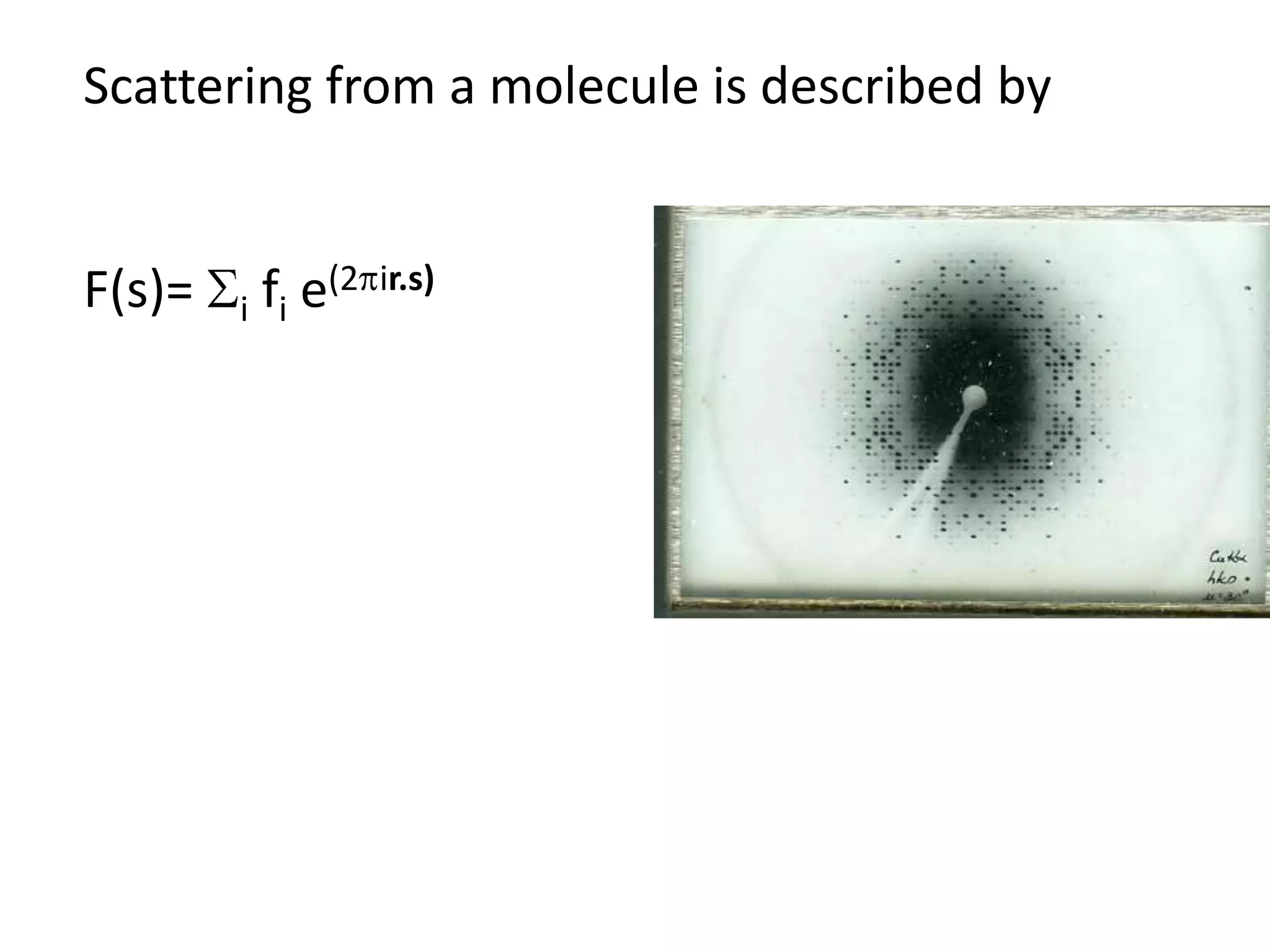Bottom Lines:This plot should provide The overall scale factor(to intercept at y=1)The overall B factorIn practice for proteins it has bumpsin it, they correspond to predominantor strong repeat distances in the protein.For proteins these are at 6Å (helices)3Å (sheets), and 1.4Å (bonded atoms)