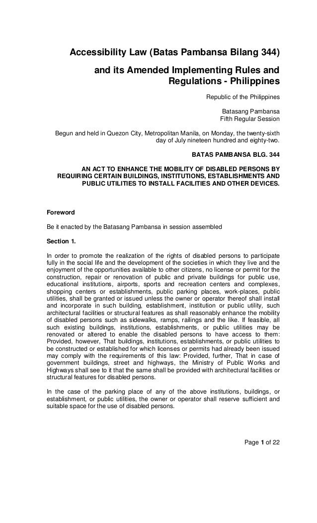 Bp 344 Act To Enhance The Mobility Of Disabled Persons