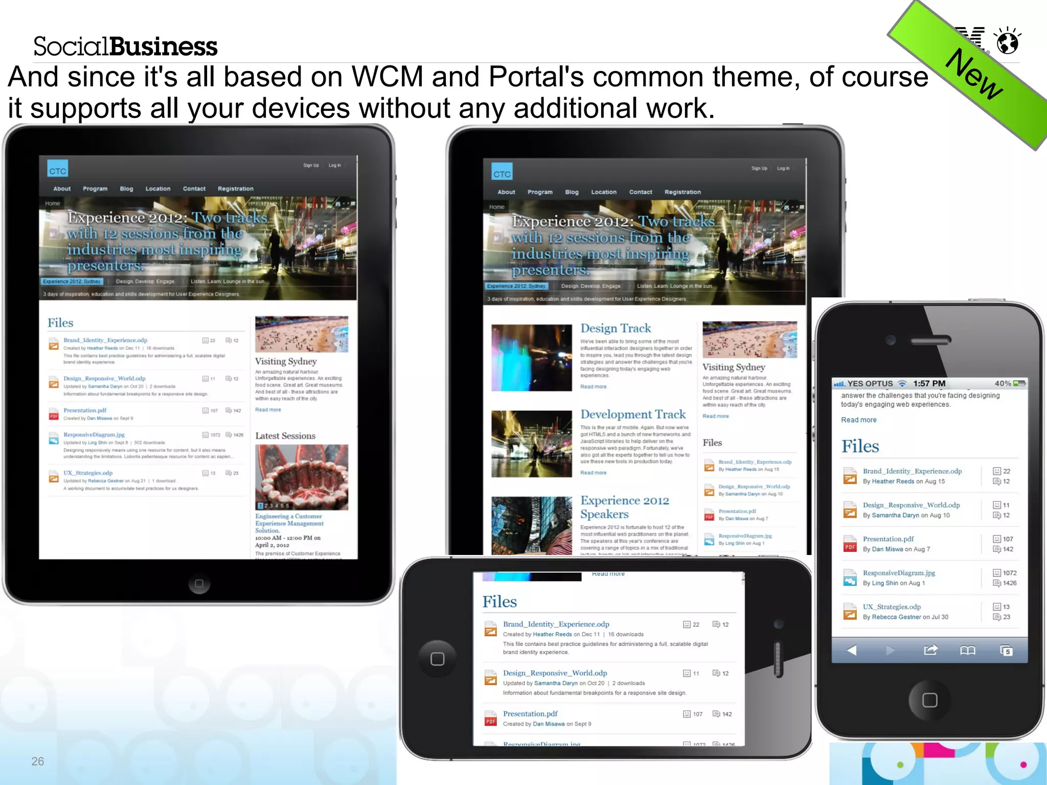 And since it's all based on WCM and Portal's common theme, of course
it supports all your devices without any additional work.




 26
 
