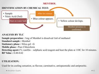 Menthol Lab BP504T UNIT 03 PART 01 PHARMACOGNOSY AND PHYTOCHEMSITRY | PDF