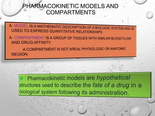 PHARMACOKINETIC MODELS AND
COMPARTMENTS
 