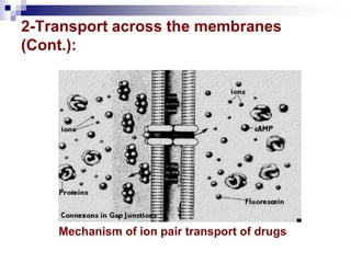 2-Transport across the membranes
(Cont.):
Mechanism of ion pair transport of drugs
 