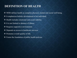 Concept of Health and Disease: Public Health Principles, Determinants ...
