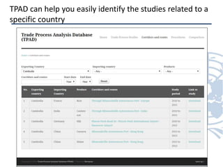 TPAD can help you easily identify the studies related to a
specific country
 