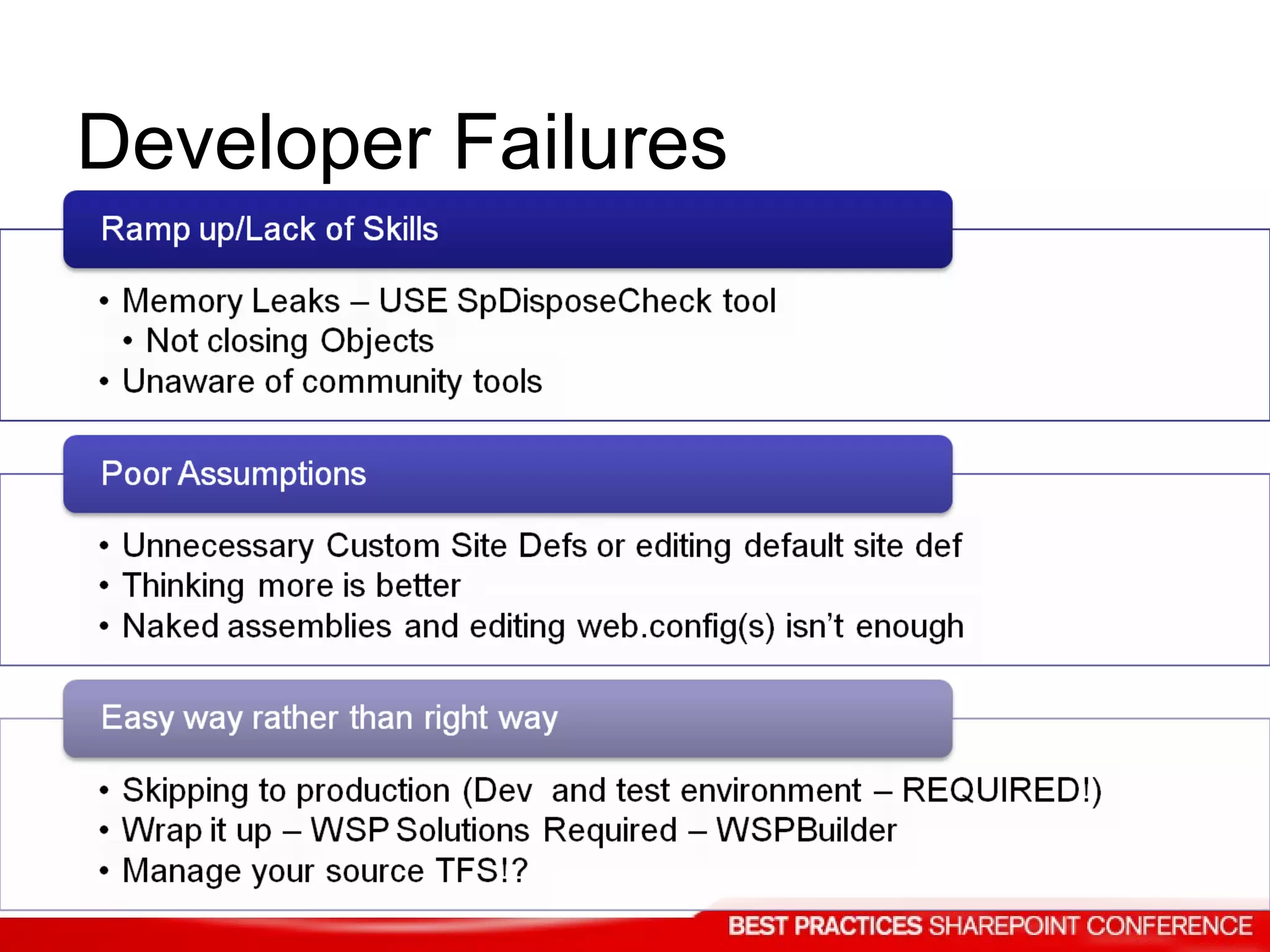 Developer Failures 