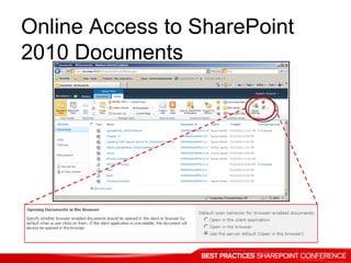 Online Access to SharePoint
2010 Documents
 