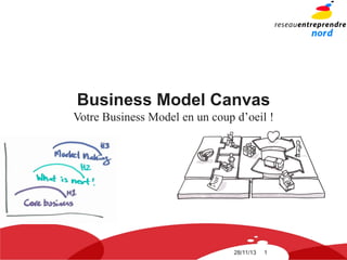 28/11/13 1
Business Model Canvas
Votre Business Model en un coup d’oeil !
 