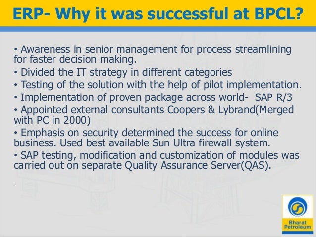 case learn erp inclusion bpcl case understand erp launch bpcl