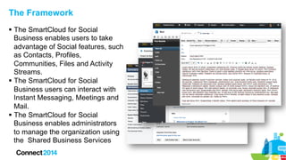 The Framework
§  The SmartCloud for Social
Business enables users to take
advantage of Social features, such
as Contacts,...