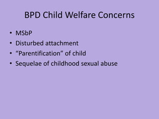 BPD, Parental Self-Harm, and Child Protection