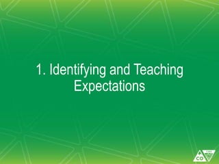 1. Identifying and Teaching
Expectations
 