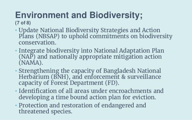 Environment and Biodiversity;
(7 of 8)
• Update National Biodiversity Strategies and Action
Plans (NBSAP) to uphold commit...