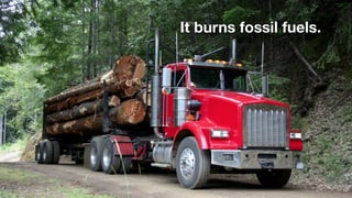 It burns fossil fuels. 
 
