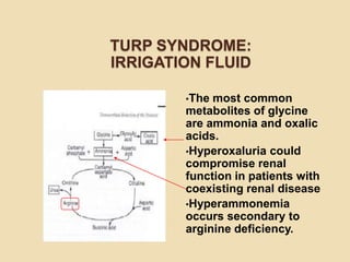 TURP SYNDROME:
IRRIGATION FLUID

        •The most common
        metabolites of glycine
        are ammonia and oxalic
  ...