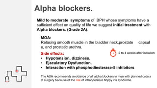 5-alpha-reductase inhibitors.
MOA:
block the conversion of testosterone to dihydrotestosterone, resulting in a gradual dec...