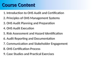 BPH 436 - OHS Audit - Lecture 6.pptmgjfh | PPT