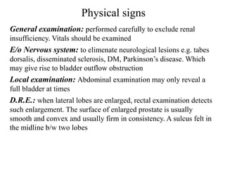 Physical signs
General examination: performed carefully to exclude renal
insufficiency. Vitals should be examined
E/o Nerv...