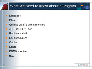 What We Need to Know About a Program <ul><li>Language </li></ul><ul><li>Files </li></ul><ul><li>Other programs with same f...