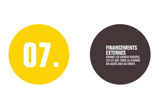 07. FINANCEMENTS
EXTERNES
COMME LES ANNÉES PASSÉES,
LES ETI ONT, POUR LA PLUPART,
UN ACCÈS AISÉ AU CRÉDIT.
 
