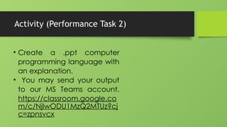 BP_INTRO TO PROGRAMMING.pptx OF BASIC COMPUTER | PPTX