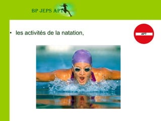 BP JEPS APTAPTPar ailleurs, la découverte et l’initiation de certaines activités nécessitent un diplôme spécifique ou une qualification particulière.Il s’agit notamment :