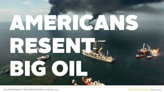 SVA. MPS BRANDING. THESIS PRESENTATION: CLASS OF 2013 BRITISH PETROLEUM July 23, 2013
AMERICANS
RESENT
BIG OIL
 