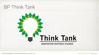 SVA. MPS BRANDING. THESIS PRESENTATION: CLASS OF 2013 BRITISH PETROLEUM July 23, 2013
BP Think Tank
 
