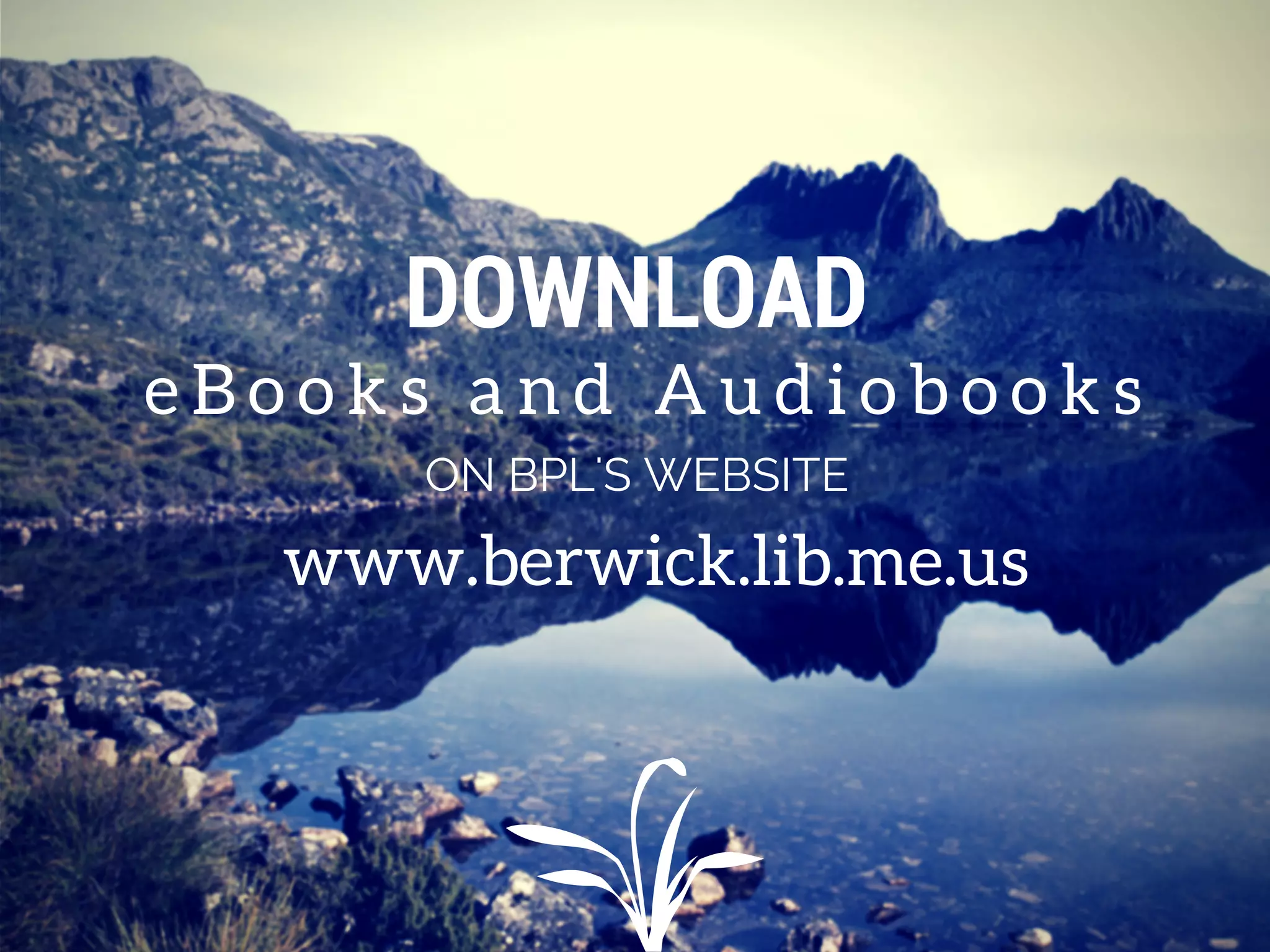 DOWNLOAD
ON BPL'S WEBSITE
e B o o k s a n d A u d i o b o o k s
www.berwick.lib.me.us