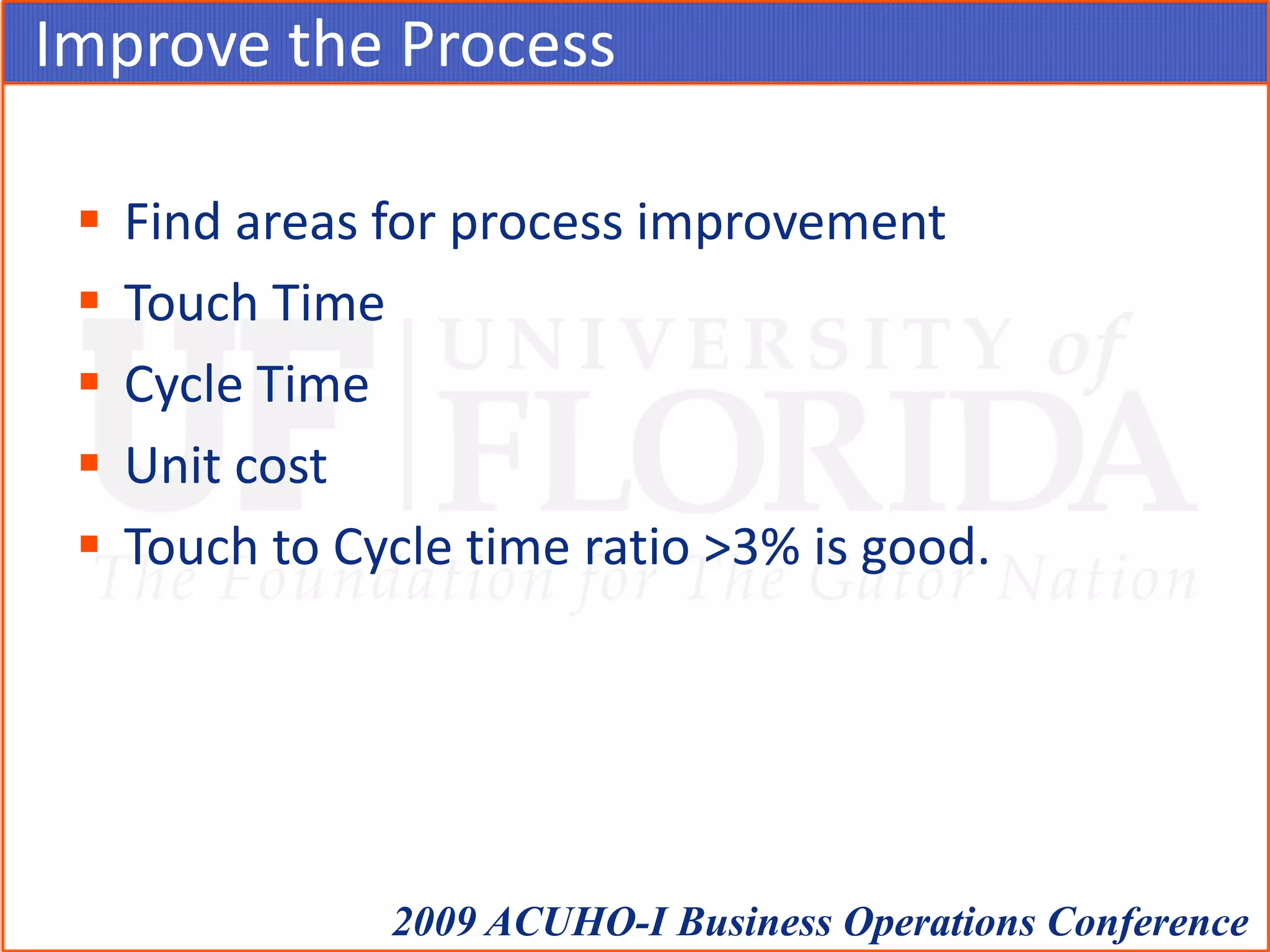 Improve the Process	Technology alone will not fix bad processes.Often organizations experience an increase in paperwork/rework and diminished quality after automating a key business process.BPM automation is successful if the processes are improved FIRST.