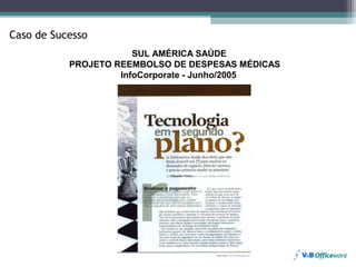 Caso de Sucesso
                       SUL AMÉRICA SAÚDE
           PROJETO REEMBOLSO DE DESPESAS MÉDICAS
                    InfoCorporate - Junho/2005
 