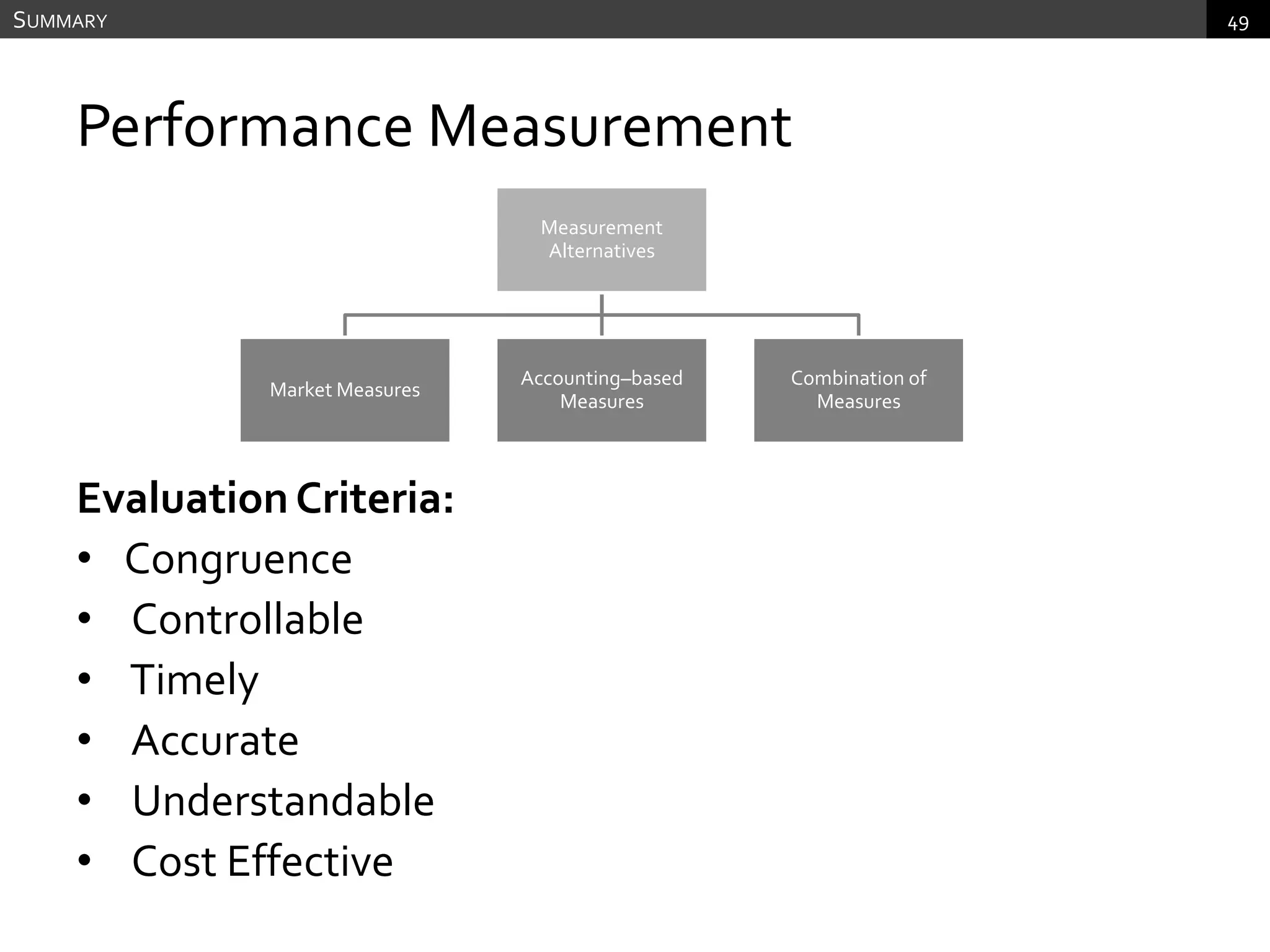 Accounting Based Measures…Performance MeasurementMerchant, 2006Residual Measures: Net Income, EBITDA etc.