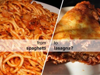 from    to
spaghetti   lasagna?
 