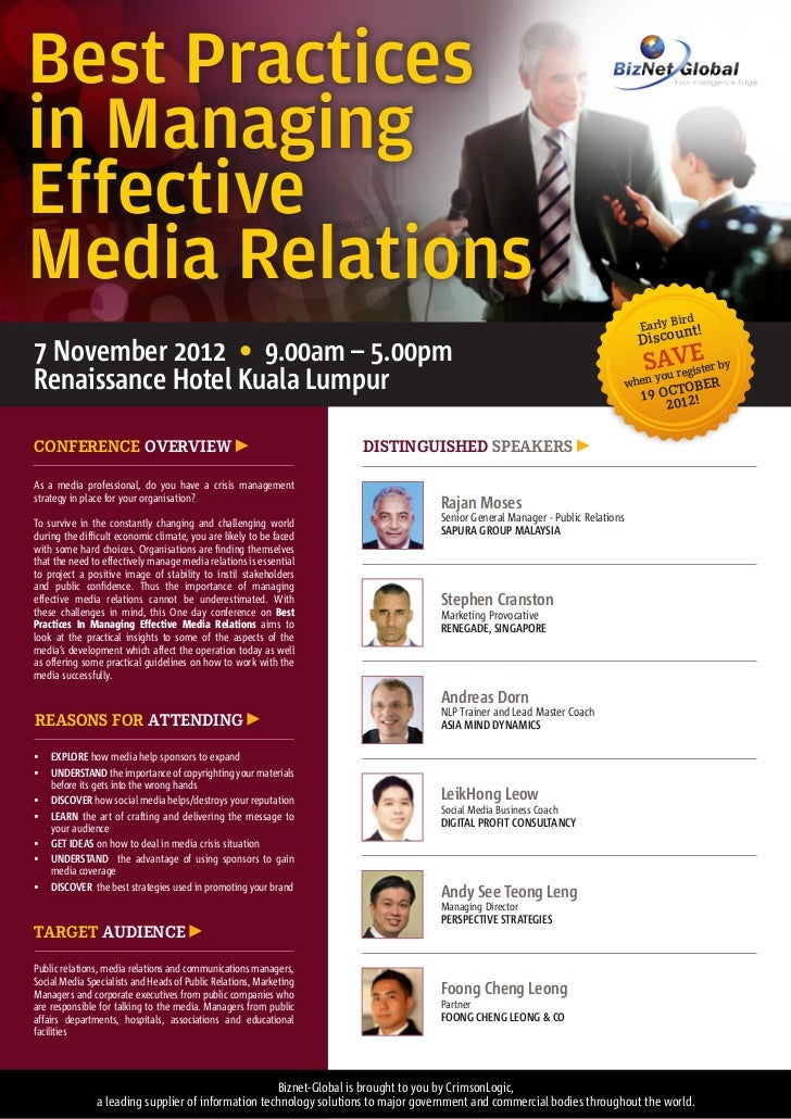 Best Practices in Managing Effective Media Relations Conference