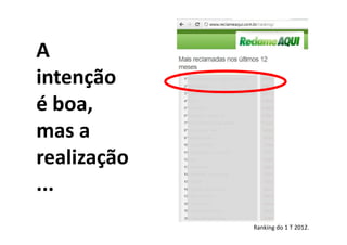 A
intenção
é boa,
mas a
realização
...
             Ranking do 1 T 2012.
 