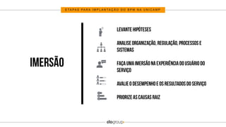 E T A P A S P A R A I M P L A N T A Ç Ã O D O B P M N A U N I C A M P
 