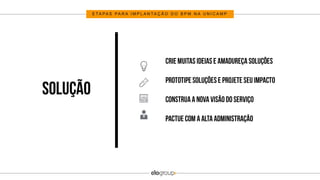 E T A P A S P A R A I M P L A N T A Ç Ã O D O B P M N A U N I C A M P
 