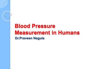 Blood Pressure
Measurement in Humans
Dr.Praveen Nagula
 