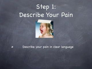 Step 1:
Describe Your Pain



 Describe your pain in clear language
 
